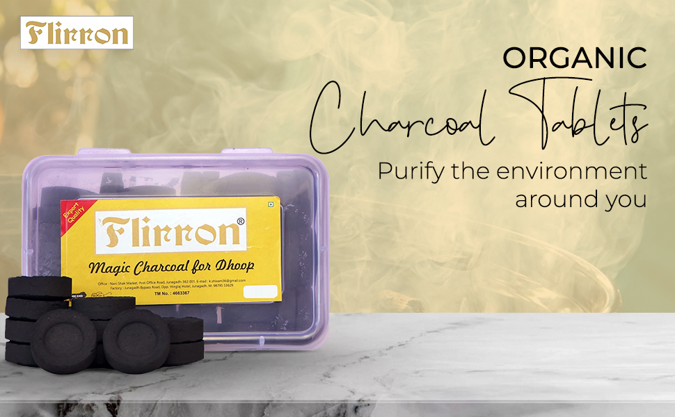 FLIRRON Organic Charcoal Tablets for Burning Dhoop/Charcoal for Hookah