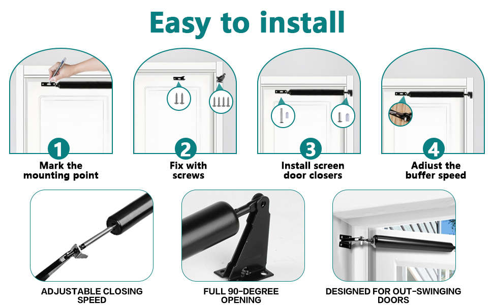 screen door closer with hold open