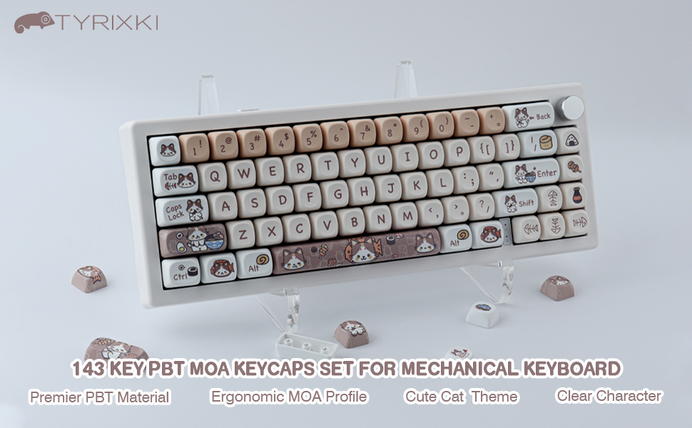 キキ˚✧₊ TYRIXKI PBT Keycaps 142 Keys Cute Keycaps Dye-Sublimation
