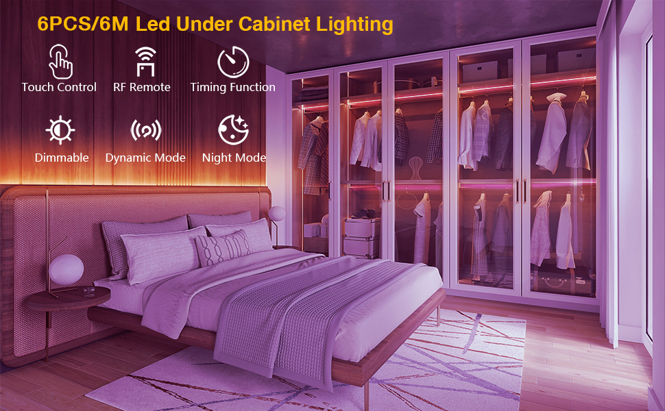 phopollo Under Cupboard Kitchen Lights, 6 PCS ×1m Under