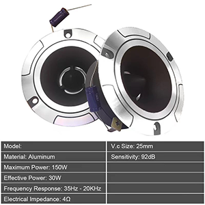 Car tweeter with aluminum diaphragm