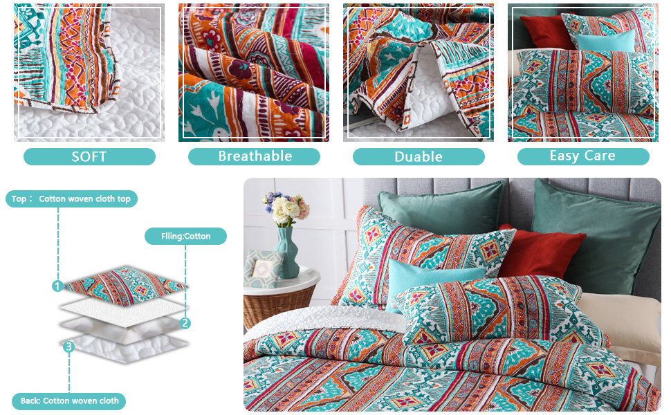 Secgo Floral Pattern Quilt Set Queen Size (96x108 in) with 2 Pillow