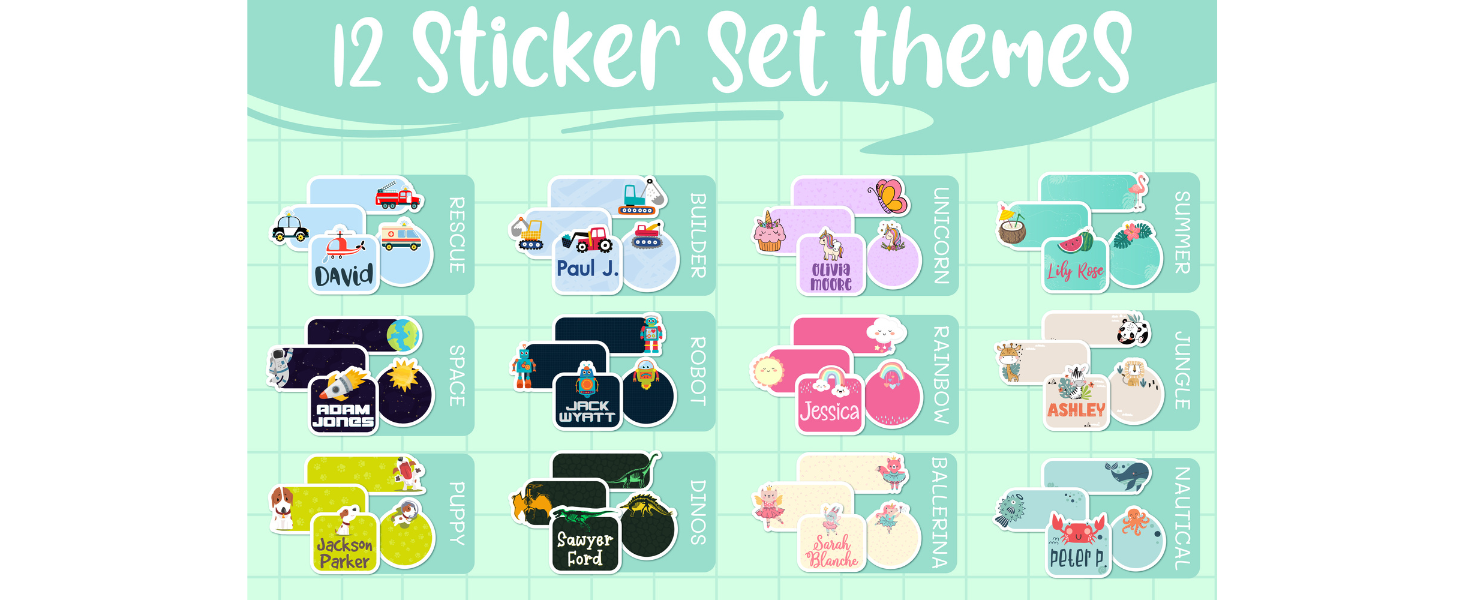 80 Pcs Personalized Labels for Kids DieCut, Waterproof