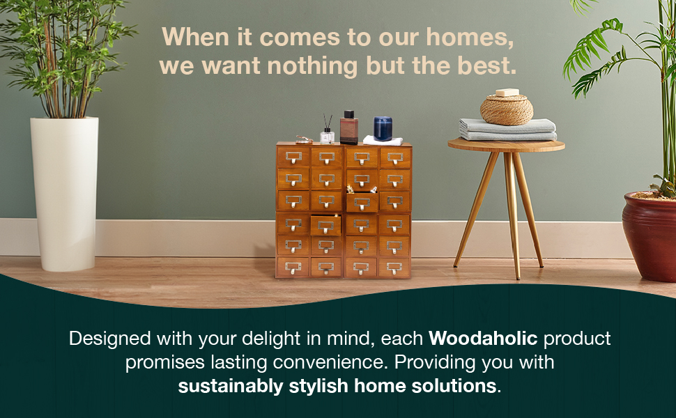 4Pack Mahogany Wood Card Catalog Drawers for Desktop