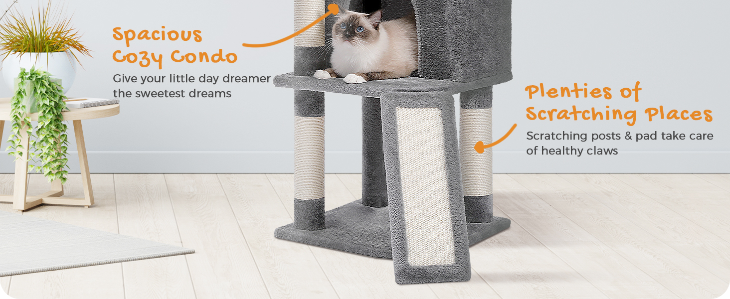 PAWZ Road Cat Tree, MultiLevel Cat Tower for Indoor Cats, Cat Climbing