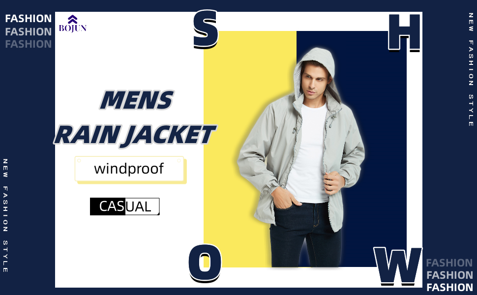 Lansbojun Mens Windbreaker Waterproof Packable Rain Jacket