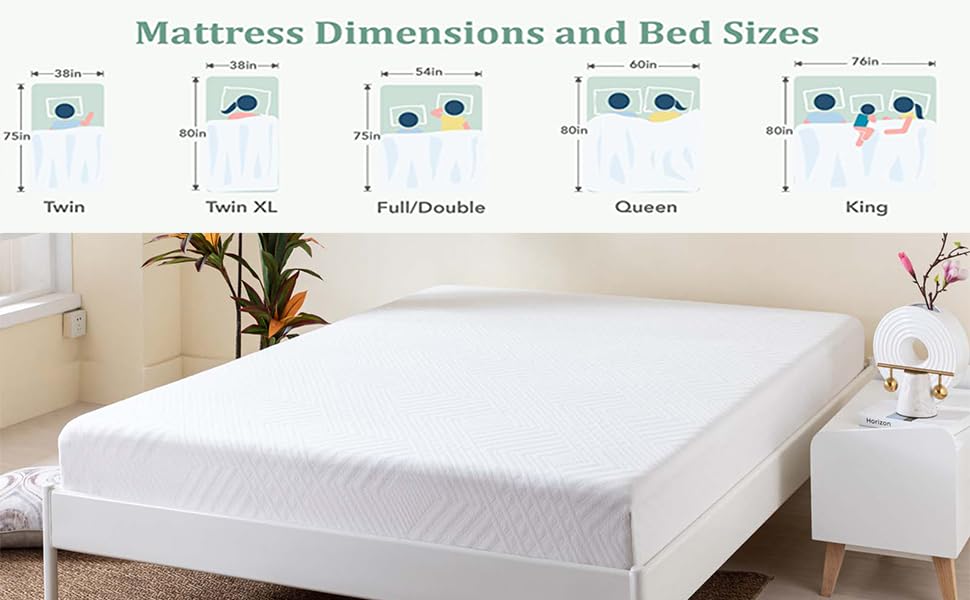 Twin Mattress, 8 Inch Green Tea Cooling Gel Memory Foam