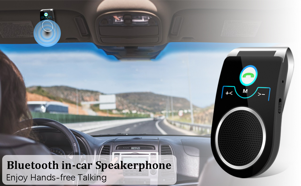 Bluetooth 5.0 Car Speaker, Wireless in Car Speakerphone for HandsFree