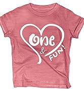 Lalo & Luna Heart Motif T-Shirt for One & Fun Year-Old Baby Girls First Birthday – 1st Bday Toddl...