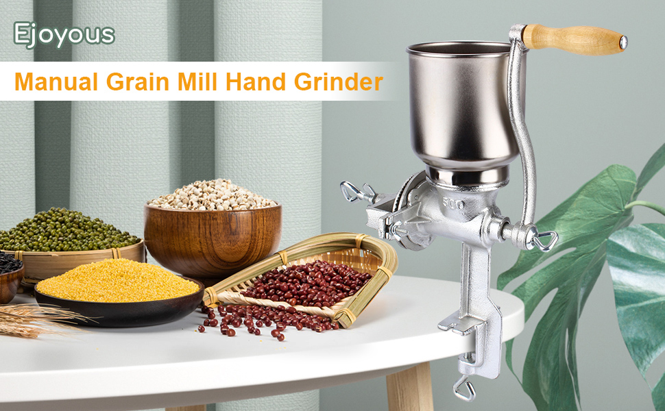 Manual Grain Grinder, Portable Hand Crank Grain Mill Home
