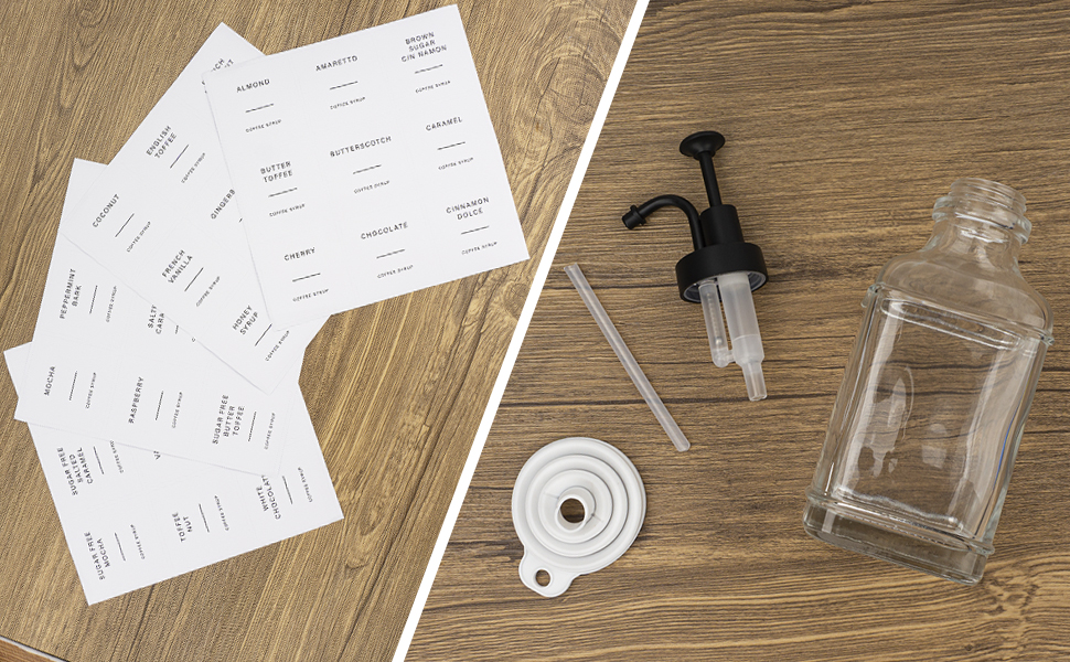 Ezebesta 2 PCS 500ml Syrup Dispensers Large Glass Bottles with Black