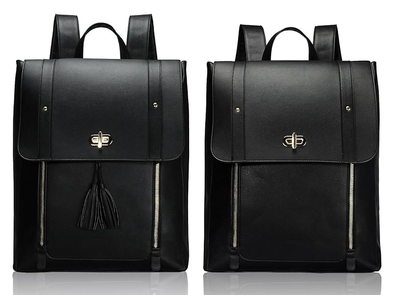 Estarer Womens Leather Laptop Backpack 15.6 Inch Large Rucksack Handbag