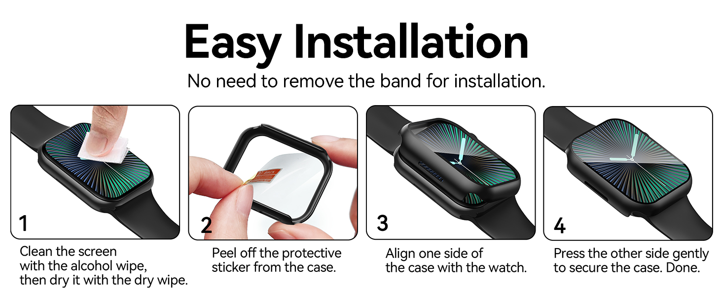 Smiling 2 Pack Case Compatible with Apple Watch Series 9/8 /7 45mm withTempered Glass Screen Protector, Hard PC Case Overall Protective Cover- Black 8 apple watch series 8 screen protector 41mm