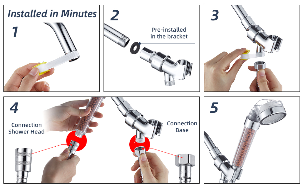 Cobbe Filtered LED Shower Head with Handheld, Color Changing, High