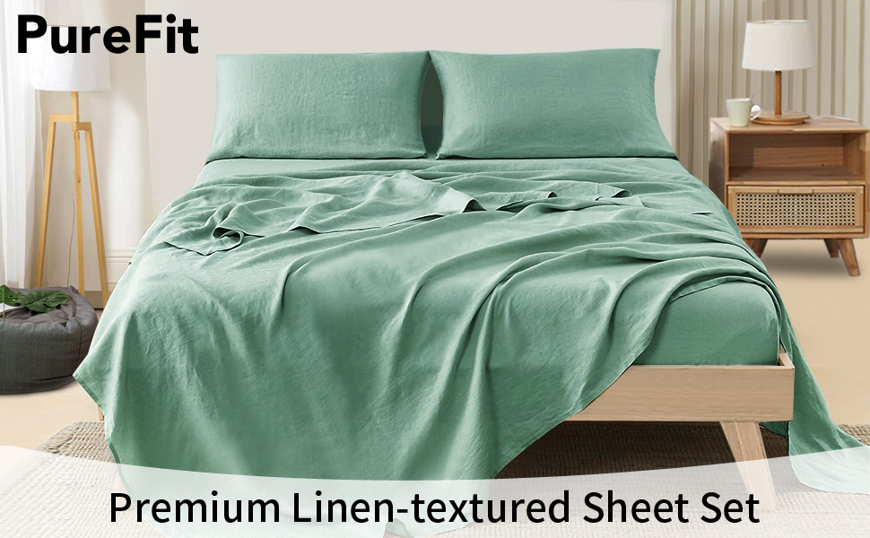 PureFit Premium LinenTextured Bed Sheets, Twin Bed Sheet