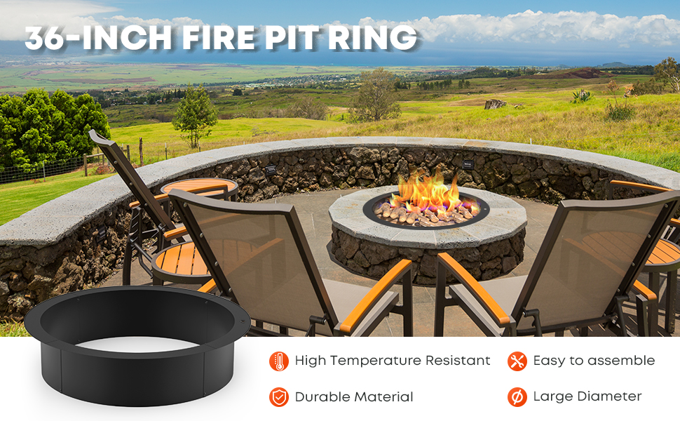 Stanbroil 42" Outdoor Fire Pit Ring Insert for Wood