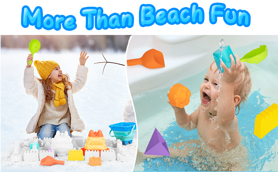 beach toys toddlers 1-3, sand toys kids ages 4-8, collapsible sand buckets sand castle building kit