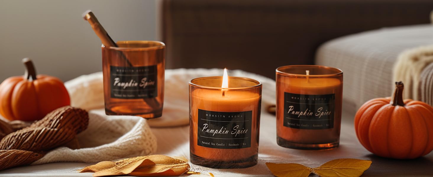 organic candel autumn fall halloween thankgiving christmas winter holiday gift recyclable jar