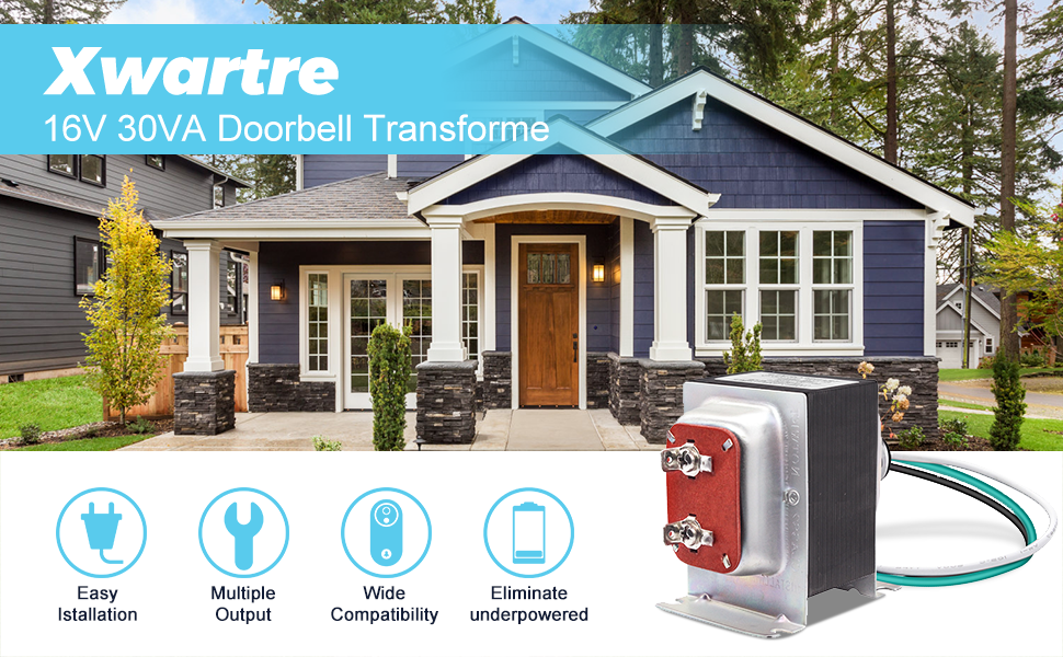 Xwartre 16V 30VA Doorbell Transformer Compatible with Ring Video