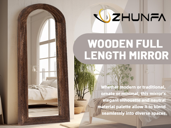 Amazon.com: ZHUNFA Arched Full Length Mirror with Solid Wood