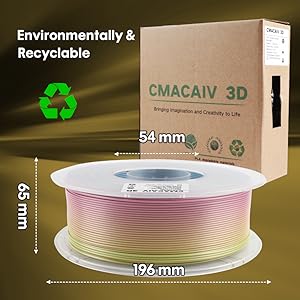 US Raw Materials 3D Printer Filament PLA, Shiny Matte Rainbow Color Filament, Color Change by Length PLA, Fit Most FDM 3D Printers, 250G Spool, Rainbow Blaze 23 3D Printer Filament