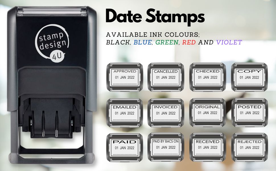 SD4U Word and Date Stamp Self Inking Checked and Changeable Date in