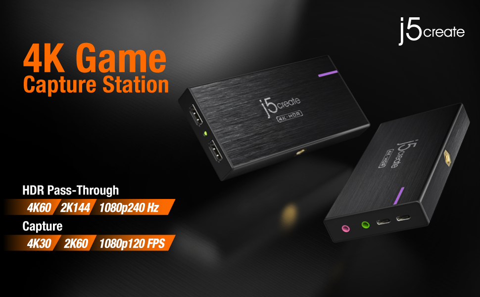 j5create 4K Game Video Capture Card with PD 60W Pass-Through