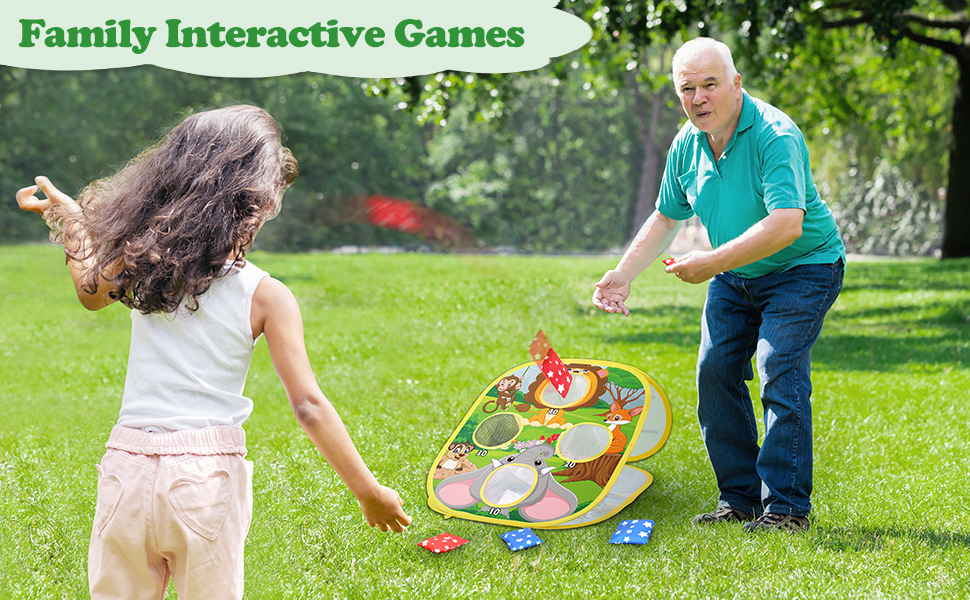 Bean Bag Toss Game for Kids, 4 in 1 Portable Outdoor Toys