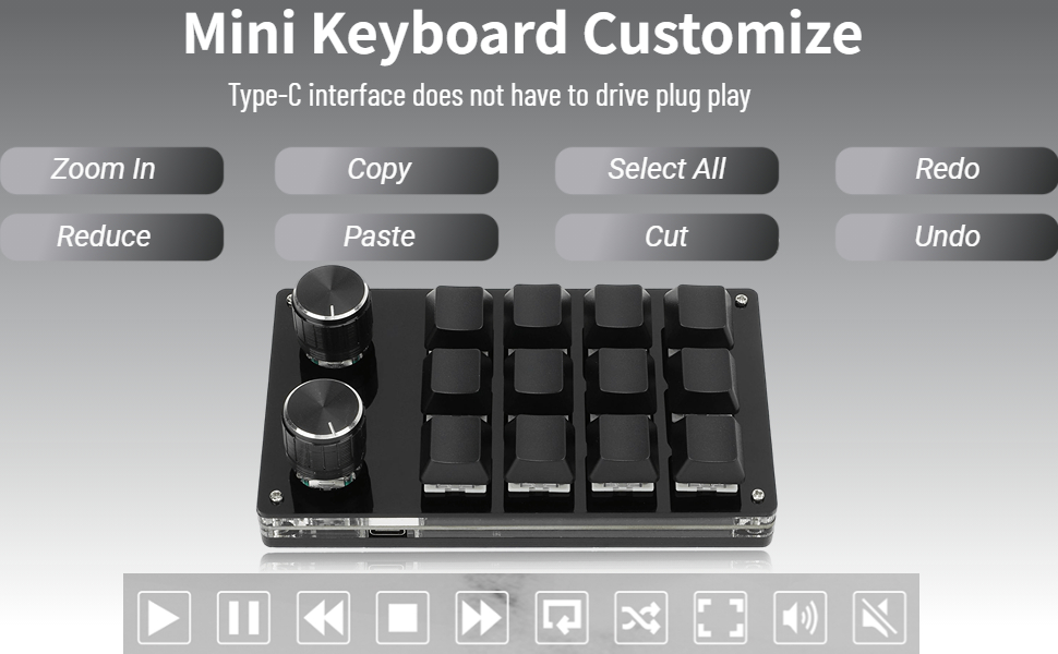 Amazon.com: 12 Keys Programmable Keyboard,Multifunctional USB ...