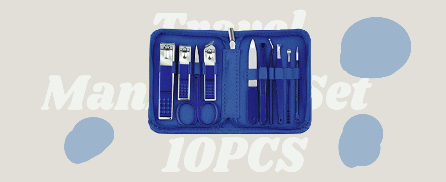 travel manicure set 10 in 1 blue