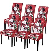 SearchI Christmas Chair Covers Set of 6, Stretch Xmas Kitchen Chair Cover Removable Washable Holi...