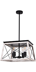 White Wood-like 4-Light Island Light