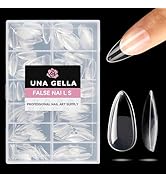 UNA GELLA Medium Almond Gel Nail Tips Half Matte 312pcs Almond Gel Nails No C Curve Clear False F...