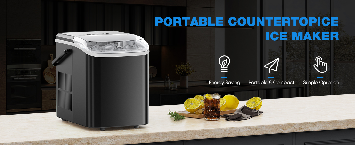 Sweetcrispy Portable Ice Maker Countertop, 9 Ice Cubes in 6