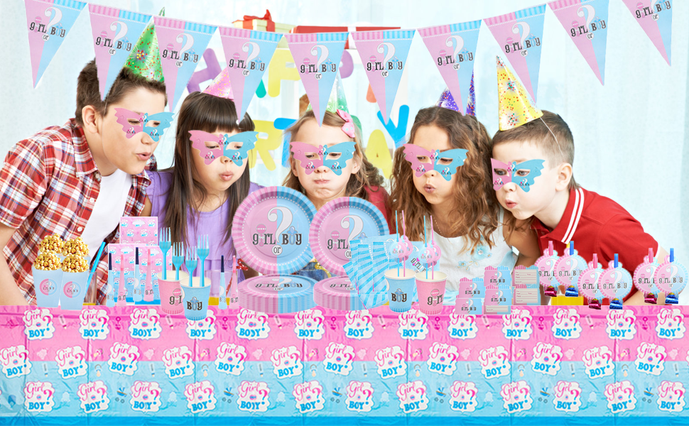 129pcs Gender Reveal Party Supplies, Boy or Girl Gender