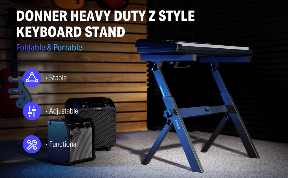 Donner DKS100 Folding Keyboard Stand, Zstyle HeavyDuty Portable