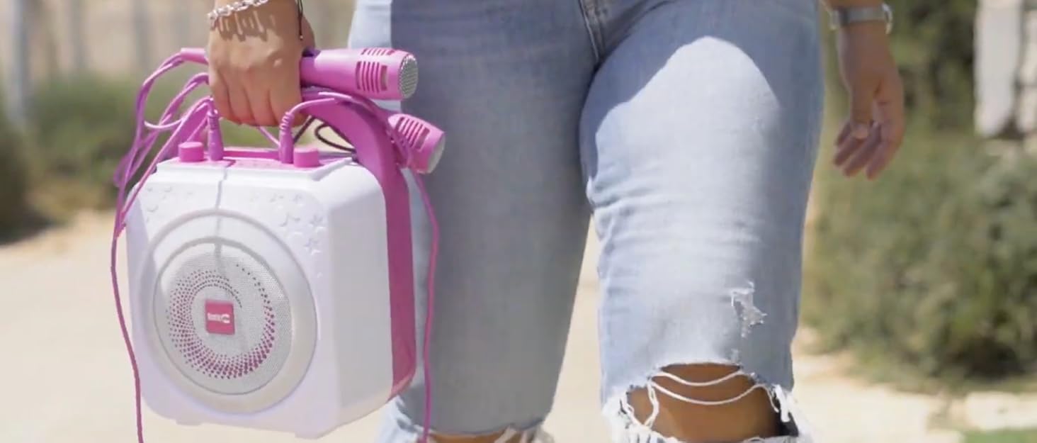 RockJam Singcube 5 Watt Bluetooth Karaoke Machine with Dual Microphones