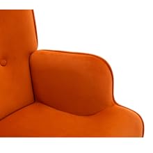 Velvet Rocking Chair Wingback Armchair For Living Room, Orange 15 2