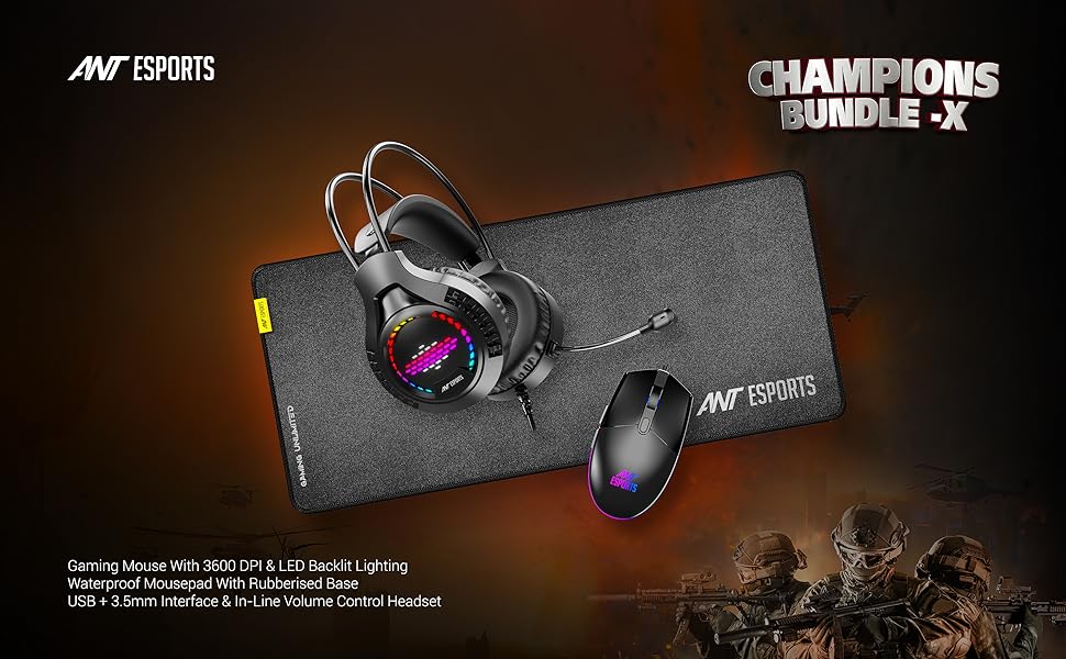 Ant Esports Champions Bundle X 3 in 1, Gaming RGB Mouse + Gaming RGB