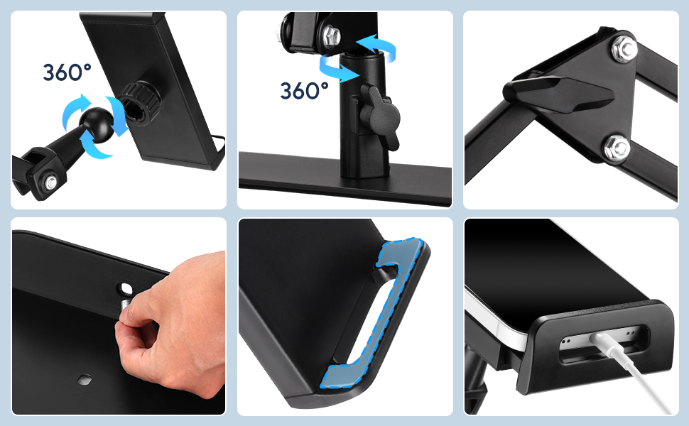 QLoztyse Adjustable Tablet Stand Holder for Bed Foldable