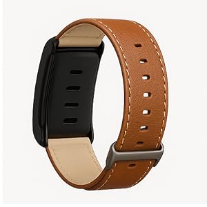 WHOOP 5.0 LeatherLuxe band with titanium buckle, angled