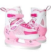 Nattork Adjustable Kids Ice Skates - 4 Size Adjustable Hockey Lace-Up Skates with Warm Plush Lini...