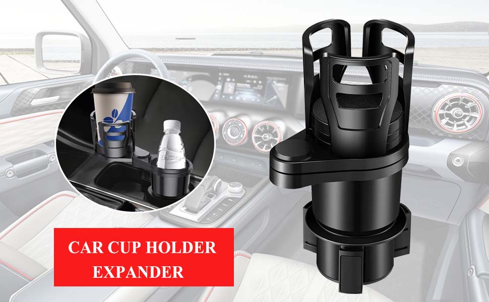 Dual Cup Holder Expander for Car, 2 in 1 Multifunctional