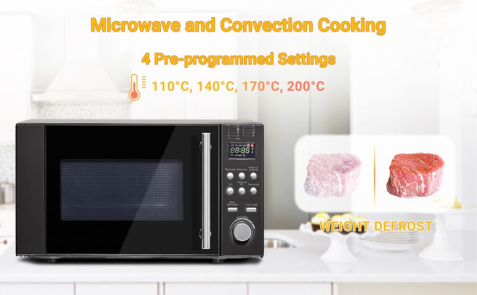 Techomey 20L Combination Microwave Oven and Grill, Convection Microwave 2200W, Countertop
