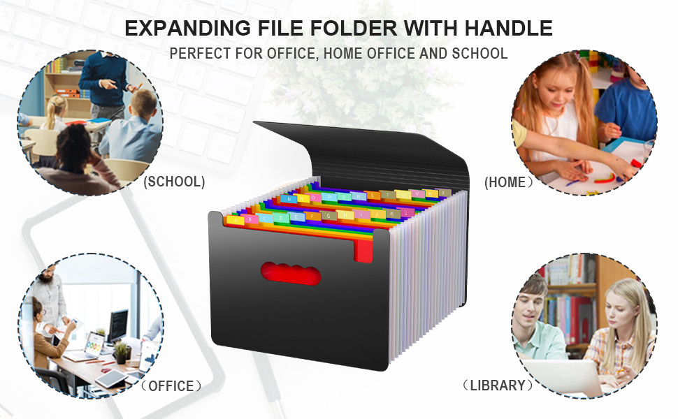 File Organiser Document Organisers with Handle,25 Pockets Filing Box