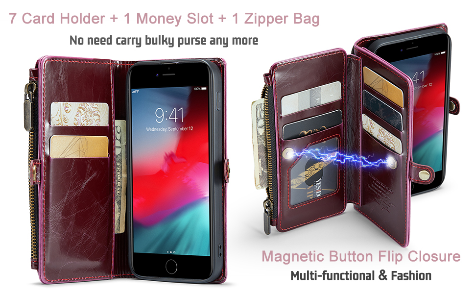 Defencase for iPhone 8/7/SE 2020/SE 2022 Wallet Case, for