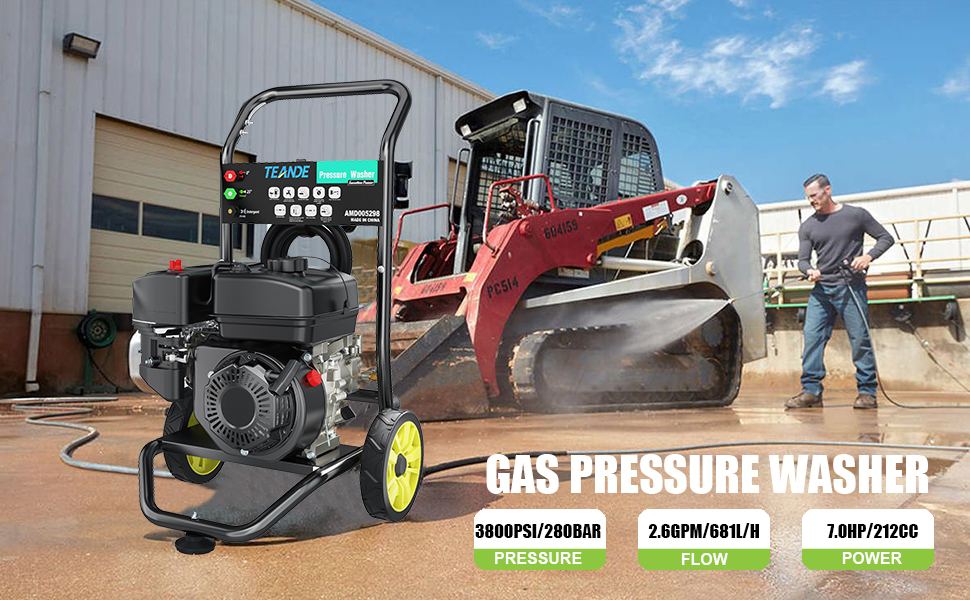 TEANDE 3800PSI Gas Pressure Washer 2.6GPM Power Washer 208