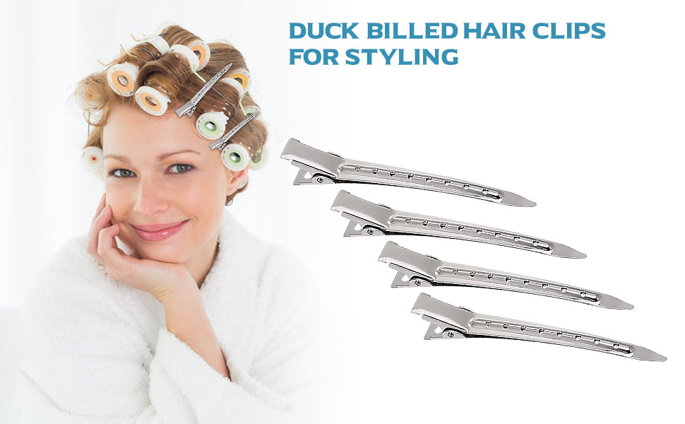 Duck Billed Hair Clips for Styling Sectioning Silver Metal Hair Clips