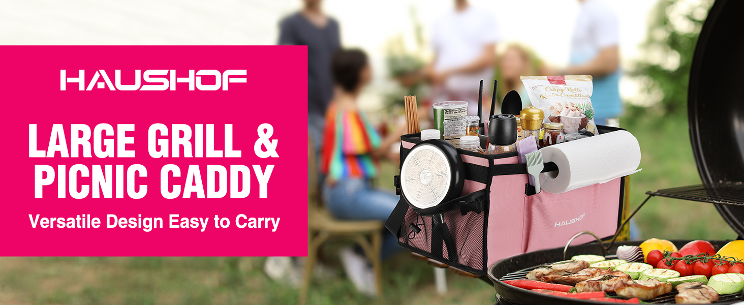 HAUSHOF Large Grill and Picnic Caddy with Paper Towel