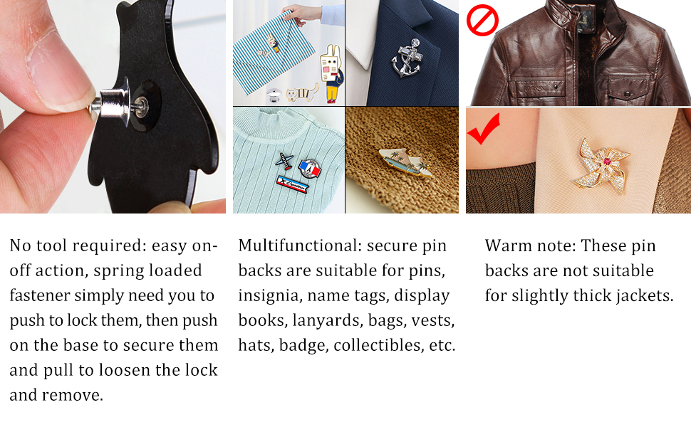 30 Pieces Metal Pin Backs Locking Pin Keepers Locking Clasp